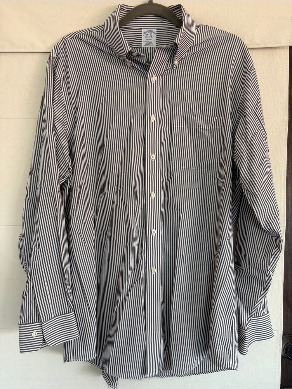 Brooks Brothers Grey and White Striped Regent Dress Shirt